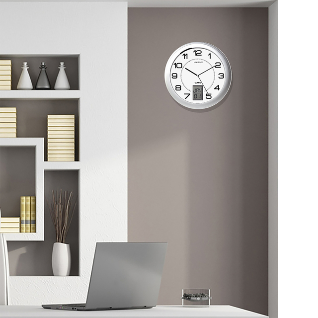 Wall clock Unilux Instinct Ø 30.5cm silver-grey/whit