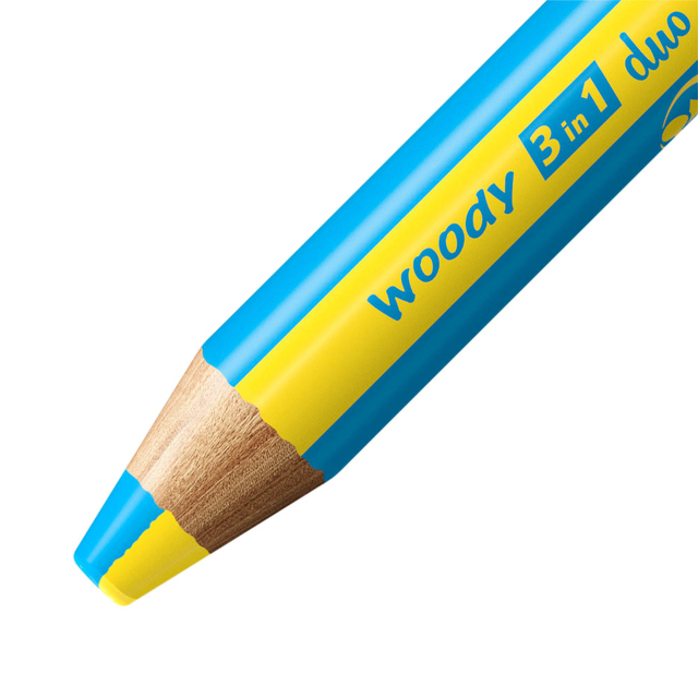 Kleurpotloden STABILO 882 woody 3 in 1 duo inclusief puntenslijper assorti etui 6 à stuks