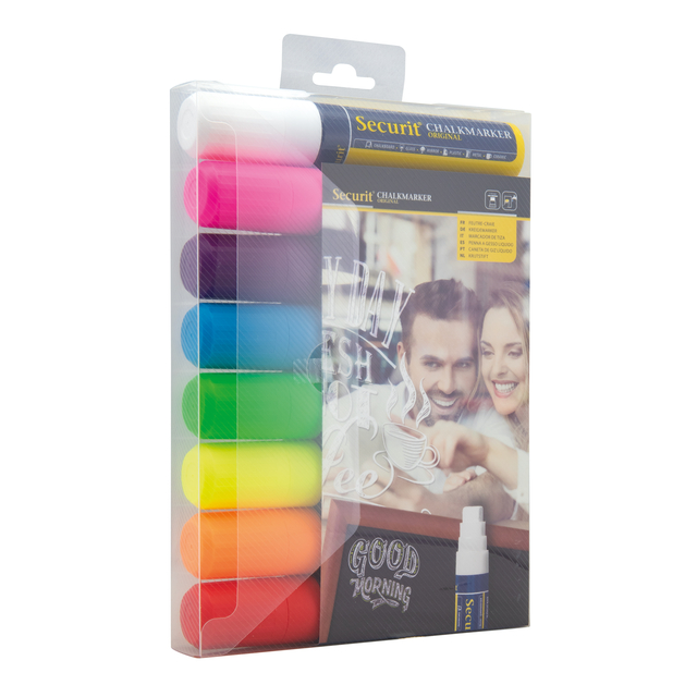 Krijtstift Securit SMA-720 blok ass 7-15mm blister à 8 stuk
