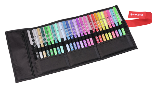 Viltstift STABILO Pen 68/25 Arty roletui medium assorti set à 25 stuk