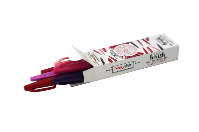Brushpen Pentel Sign SES15C Sweet Flora assorti 6 stuks