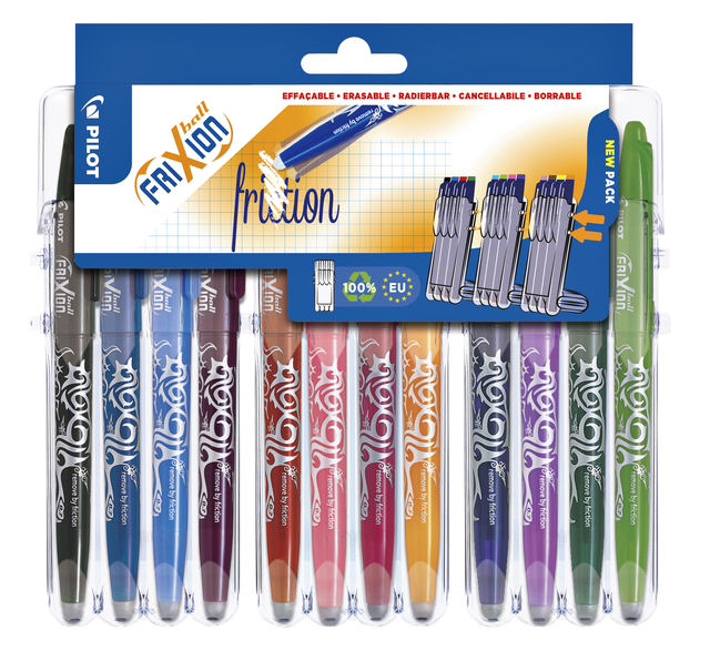 Rollerpen PILOT friXion medium assorti Set2Go à 12 stuk