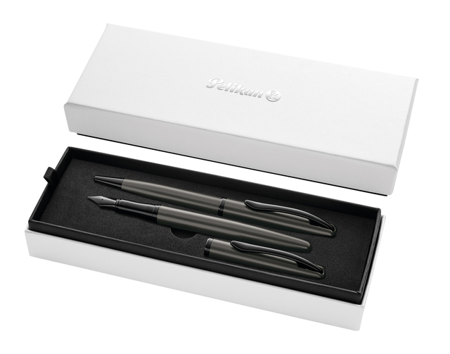 Schrijfset Pelikan Jazz Noble Elegance K36+P36 metaal stone