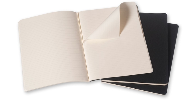 Schrift Moleskine 190x250mm lijn 240 pagina's 70gr zwart set à 3 stuk