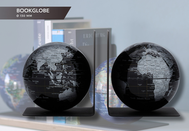 Boekensteun Troika met magnetische globes 13cm set à 2 stuks zwart