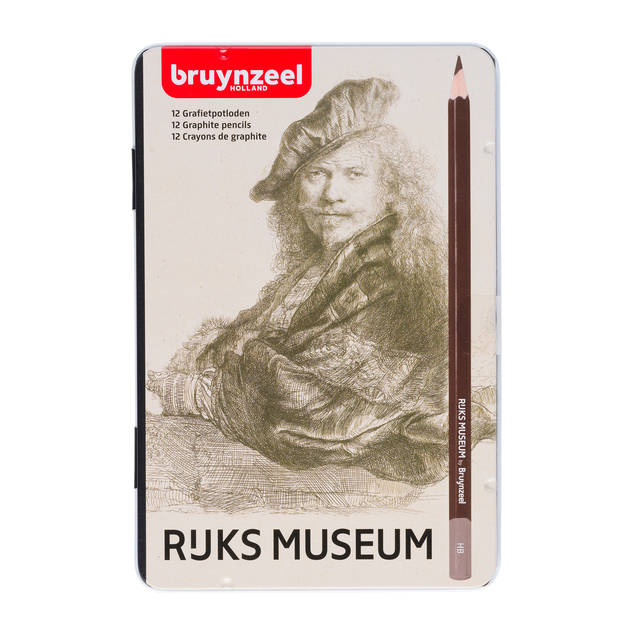 Grafietpotlood Bruynzeel Rijksmuseum Rembrandt van Rijn blik à 12 hardheden grijs