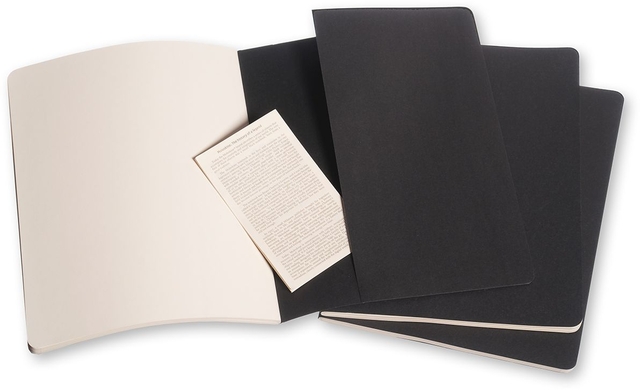 Schrift Moleskine 190x250mm blanco 240 pagina's 70gr zwart set à 3 stuk