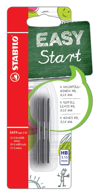 Potloodstift STABILO Easyergo refills HB 3.15mm blister à 6 stuk