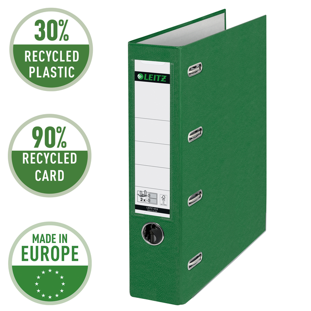 Giro-/bank ordner Leitz A4 met dubbele mechaniek 80mm PP groen