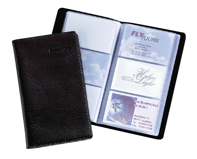 Business card album Sigel leatherlook black for 120 cards