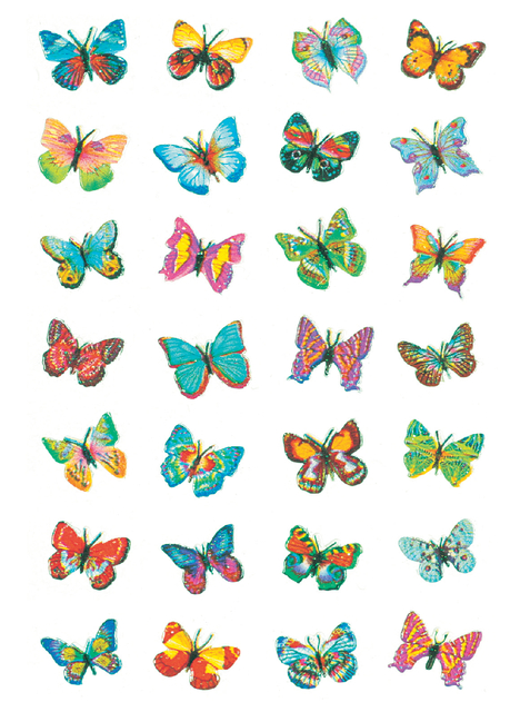 Stickers butterflies, glittery foil