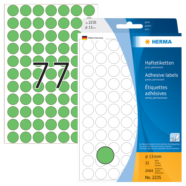 Multi-purpose labels ø 13mm green 2464 pcs