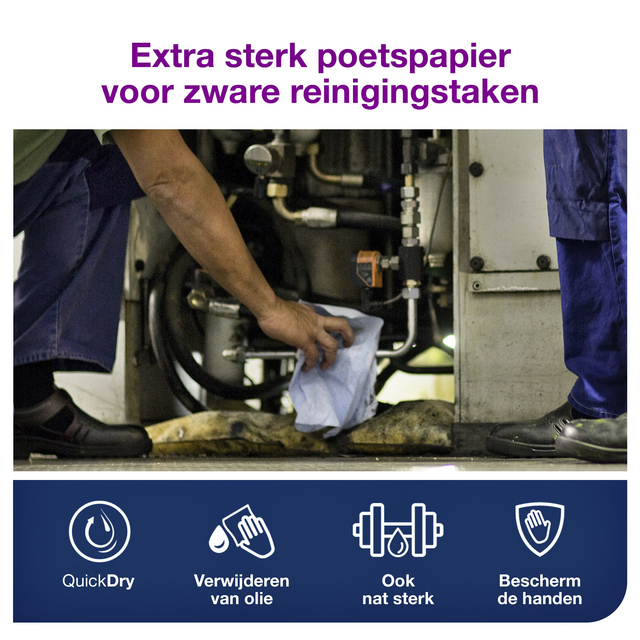Reinigingsdoek Tork W4 Premium Industrial Heavy-Duty gevouwen 3-laags 5x100 vel blauw 130082