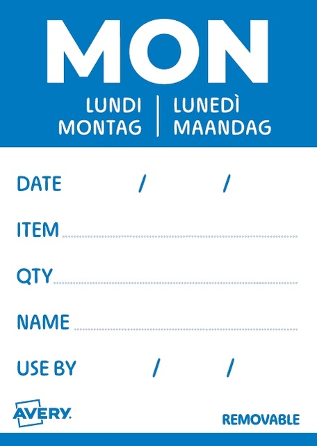 Etiket Avery HACCP maandag-blauw 40x56mm 500 stuks