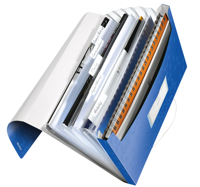 Expanding File Organizer Leitz WOW A4 6 compartments blue