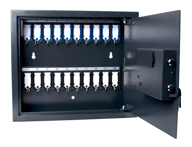 Key cabinet Pavo high security magnetic with fingerprint lock 20 hooks 350x410x100mm