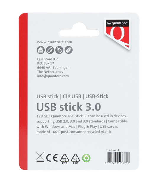 USB stick 3.0 Quantore USB-A 128GB zwart