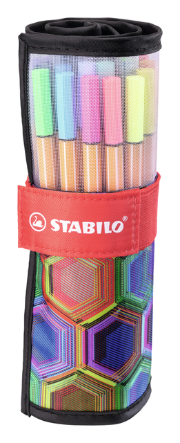 Fineliner STABILO point 88/25 Arty rollerset zwart fijn assorti etui à 25 stuk