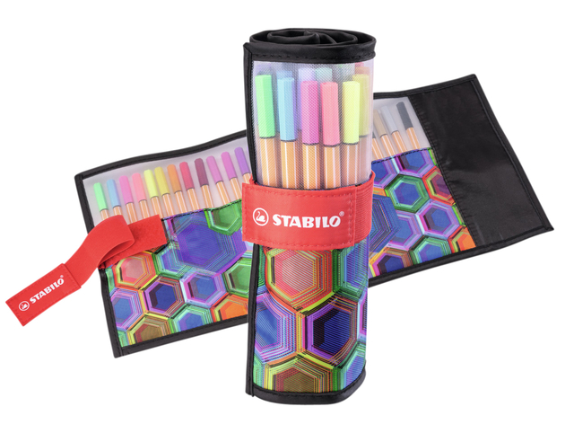 Fineliner STABILO point 88/25 Arty rollerset zwart fijn assorti etui à 25 stuk