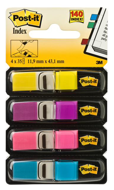 Index tabs 3M Post-it 683 11.9x43.2mm 4 colours 140 pieces