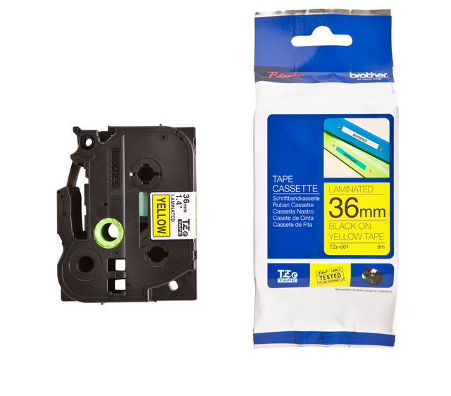 Labeltape Brother P-touch TZe-661 standaard 36mm zwart op geel