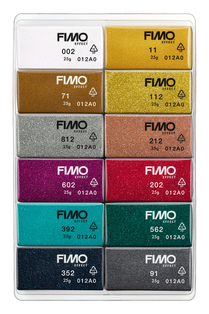 Klei Fimo effect colour pak à 12 sparkelende kleure