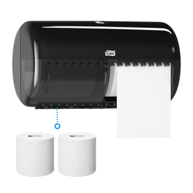 Toiletpapierdispenser Tork T4 Elevation duo zwart 557008