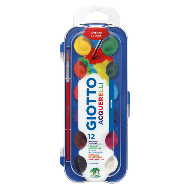 Gouache Giotto 30mm doos à 12 kleuren met pensee
