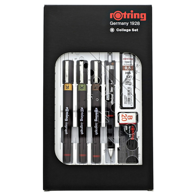 Tekenset rOtring Isograph college 0.2mm, 0.3mm en 0.5mm set à 3 stuk