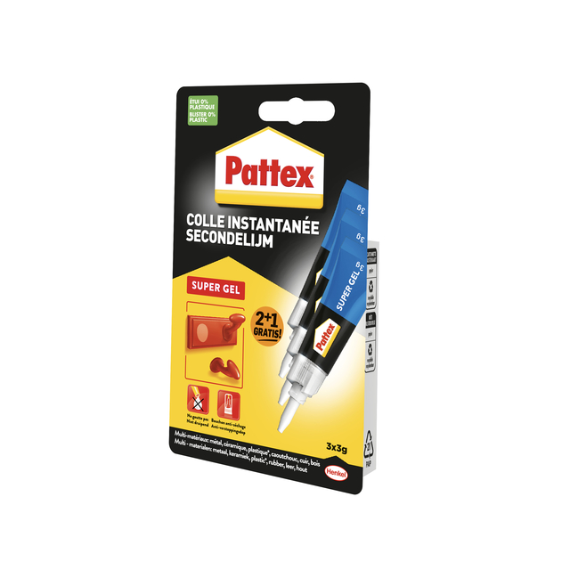 Superglue Pattex super gel 3 gram blister 2+1 free