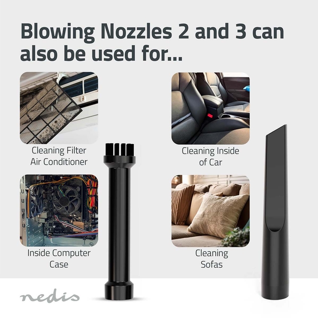 Handstofzuiger / luchtblazer Nedis 90W oplaadbaar zwart
