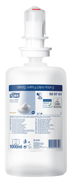 Hand soap Tork S4 foam extra mild fragrance-free allergy-friendly 1000ml 520701