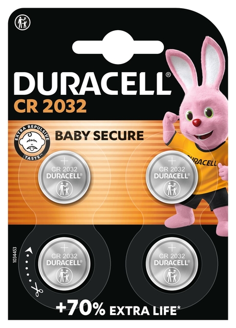 Batterij Duracell knoopcel 4xCR2032 lithium Ø20mm 3V-180mA