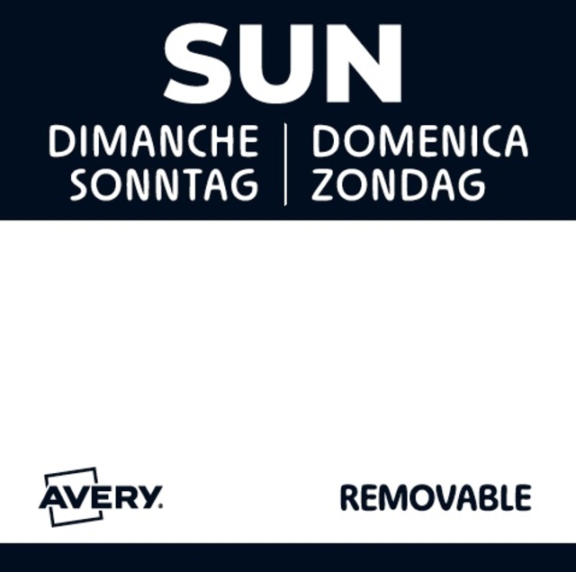 Etiket Avery HACCP zondag-zwart 25x25mm 1000 stuks