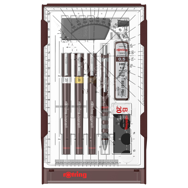 Tekenset rOtring Isograph college 0.25mm, 0.35mm en 0.5mm set à 3 stuk