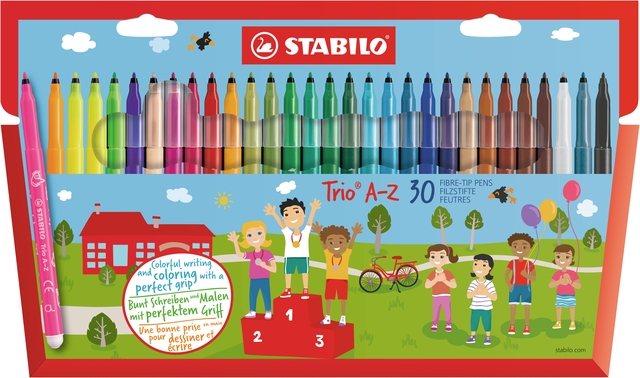 Viltstift STABILO Trio A-Z 378/30 assorti etui à 30 stuk