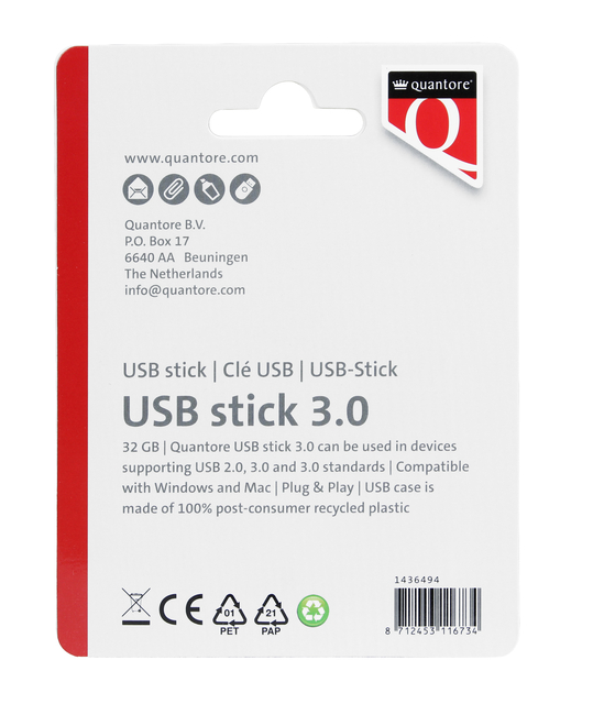 USB stick 3.0 Quantore USB-A 32GB zwart