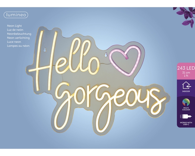Ledbord Lumineo indoor USB neon Hello Gorgeous