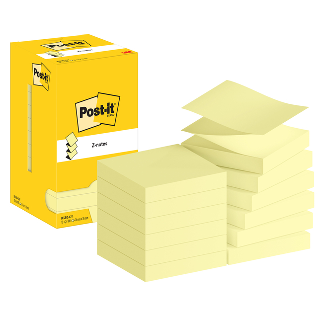 Memo Pad Post-it Z-Note R330 76x76mm yellow 12 pieces