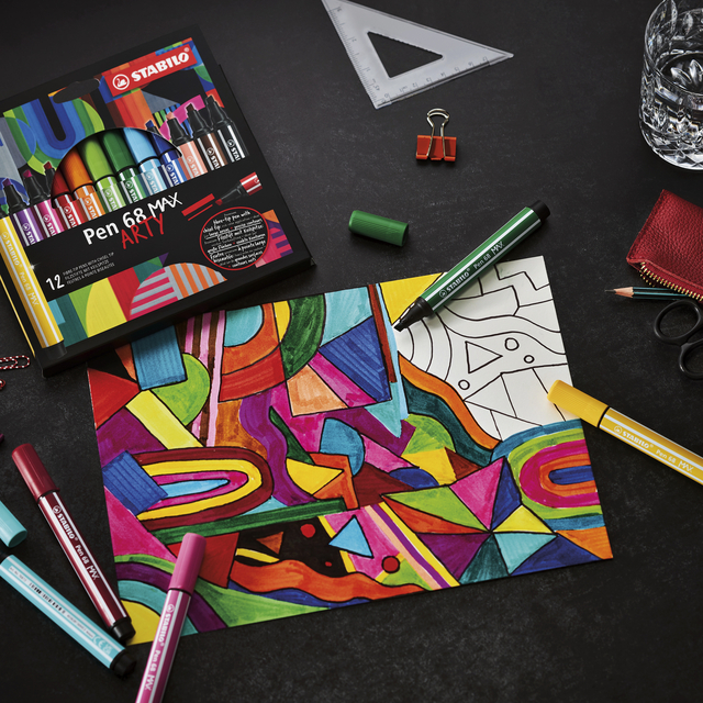 Viltstift STABILO Pen 68 Max Arty assorti etui à 6 stuk