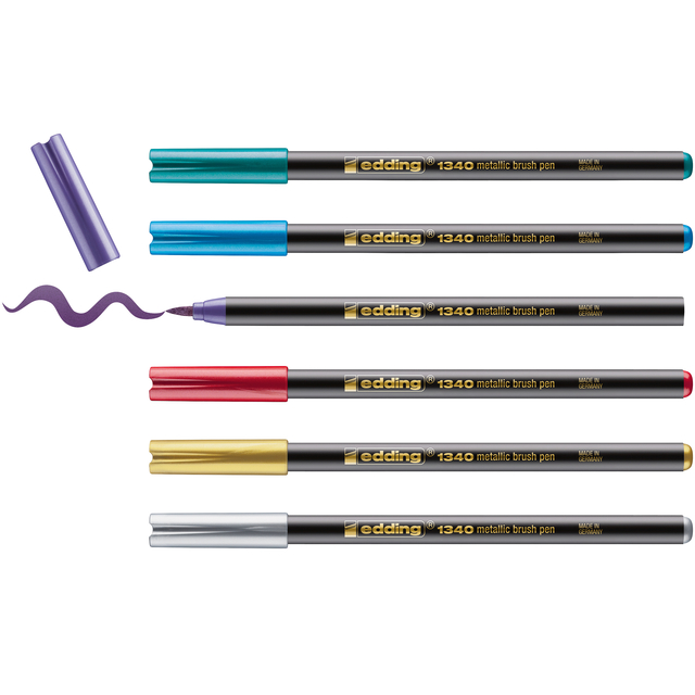 Brushpen edding 1340 metallic assorti set à 6 stuk