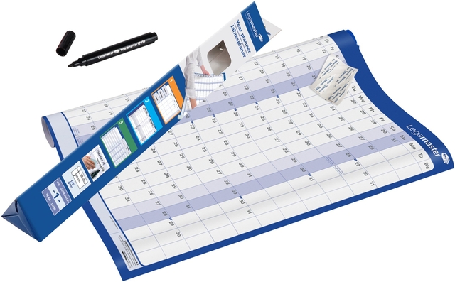 Jaarplanner 2027 Legamaster 90x60cm horizontaal gelamineerd en oprolbaar Engelstalig