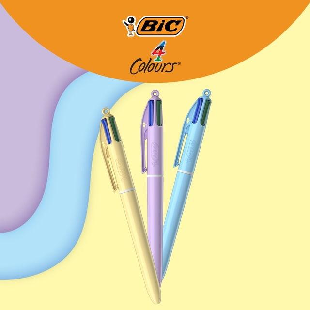 4-Kleuren balpen Bic medium pastel assorti