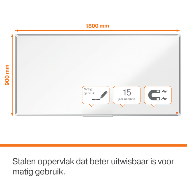 Whiteboard Nobo Premium Plus 90x180cm staal