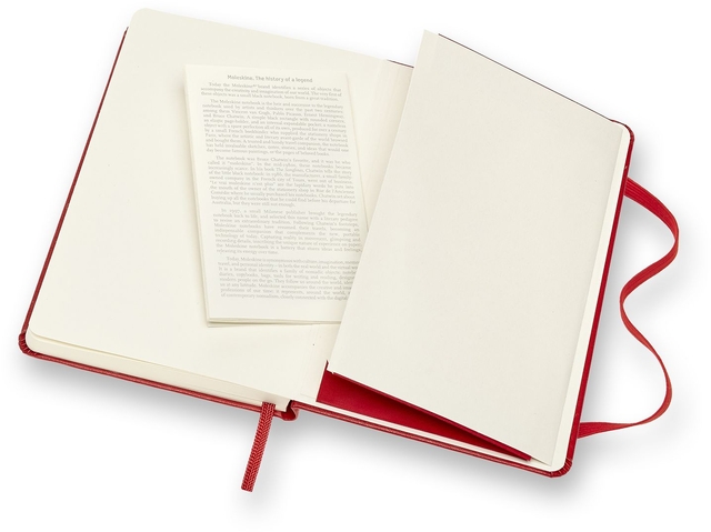 Notitieboek Moleskine pocket 90x140mm blanco hard cover rood
