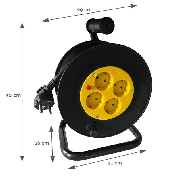 Kabelhaspel BRASQ Pro 4 voudig 10 meter zwart