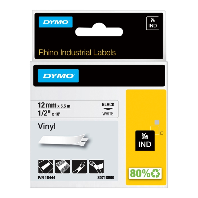 Dymo 12 WT Vinyl 12MM 18444/S0718600