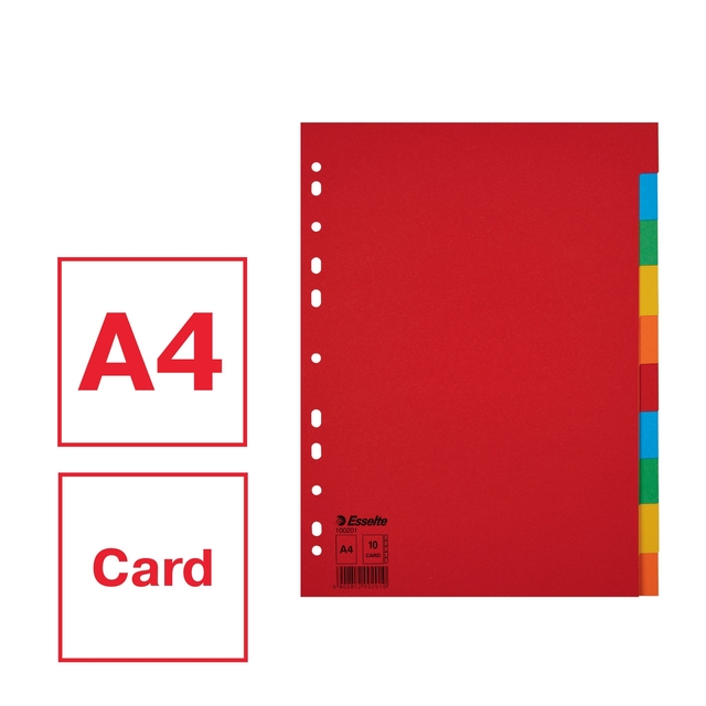Divider Esselte Economy A4 10 tabs 11-rings cardboard multicolor