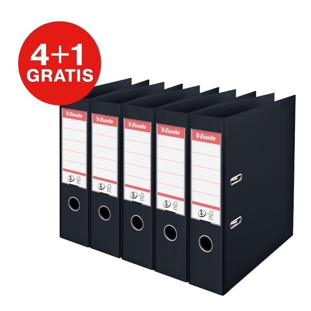 Lever arch file Esselte No.1 VIVIDA 75mm PP A4 black 5 pieces