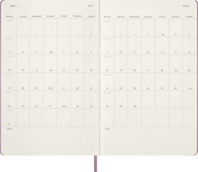 Agenda 2027 Moleskine 12M Planner Daily 1dag/1pagina large hc majestic pink